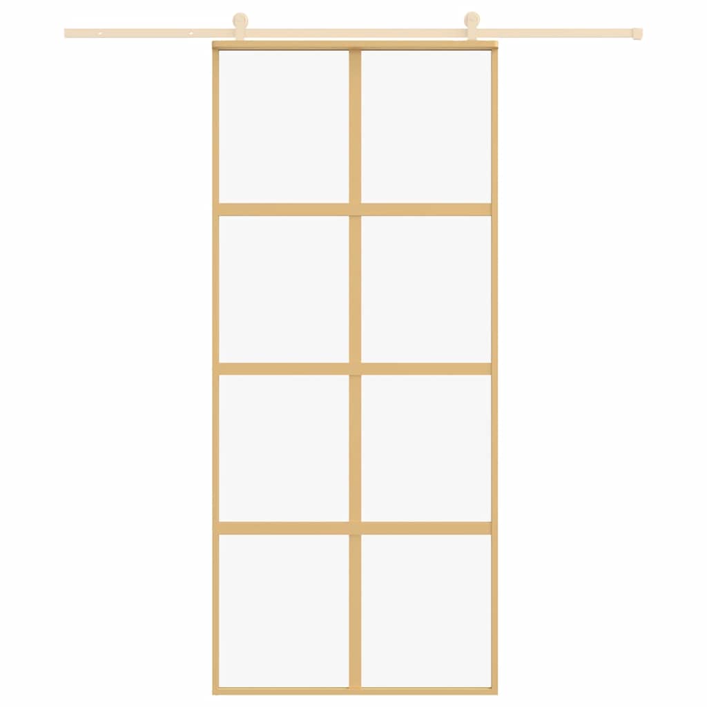 Vidaxl schuifdeur 90x205 cm helder esg-glas en aluminium goudkleurig