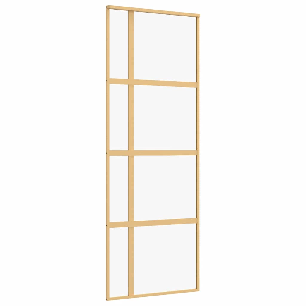 Vidaxl schuifdeur 76x205 cm helder esg-glas en aluminium goudkleurig