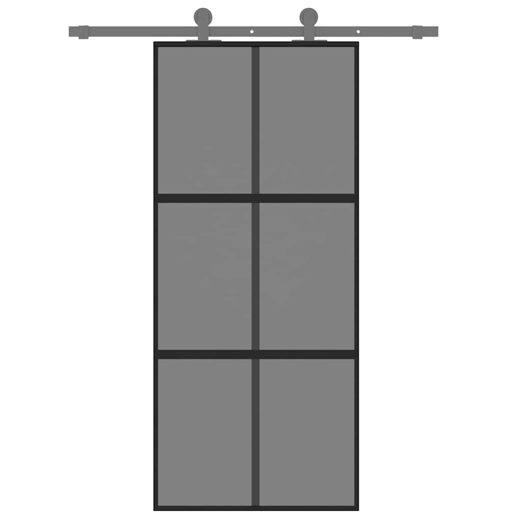 Vidaxl schuifdeur 90x205 cm gehard glas en aluminium zwart