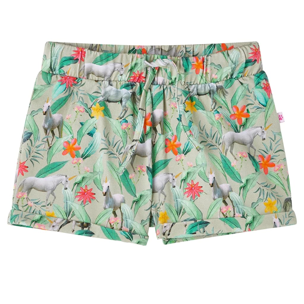 VidaXL Kindershort met trekkoord 128 lichtkaki