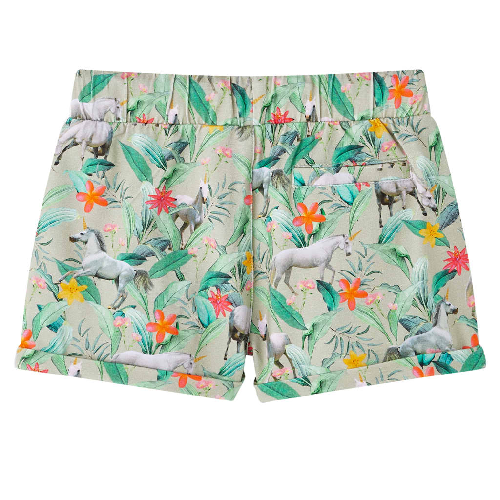 VidaXL Kindershort met trekkoord 128 lichtkaki