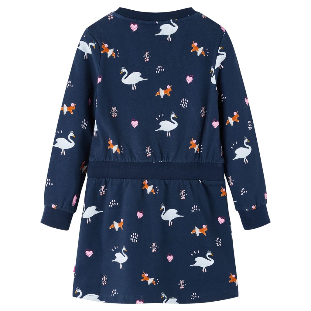 Vidaxl kinderjurk met lange mouwen 116 marineblauw