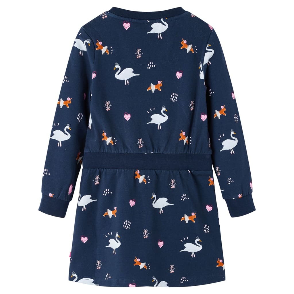 Vidaxl kinderjurk met lange mouwen 128 marineblauw