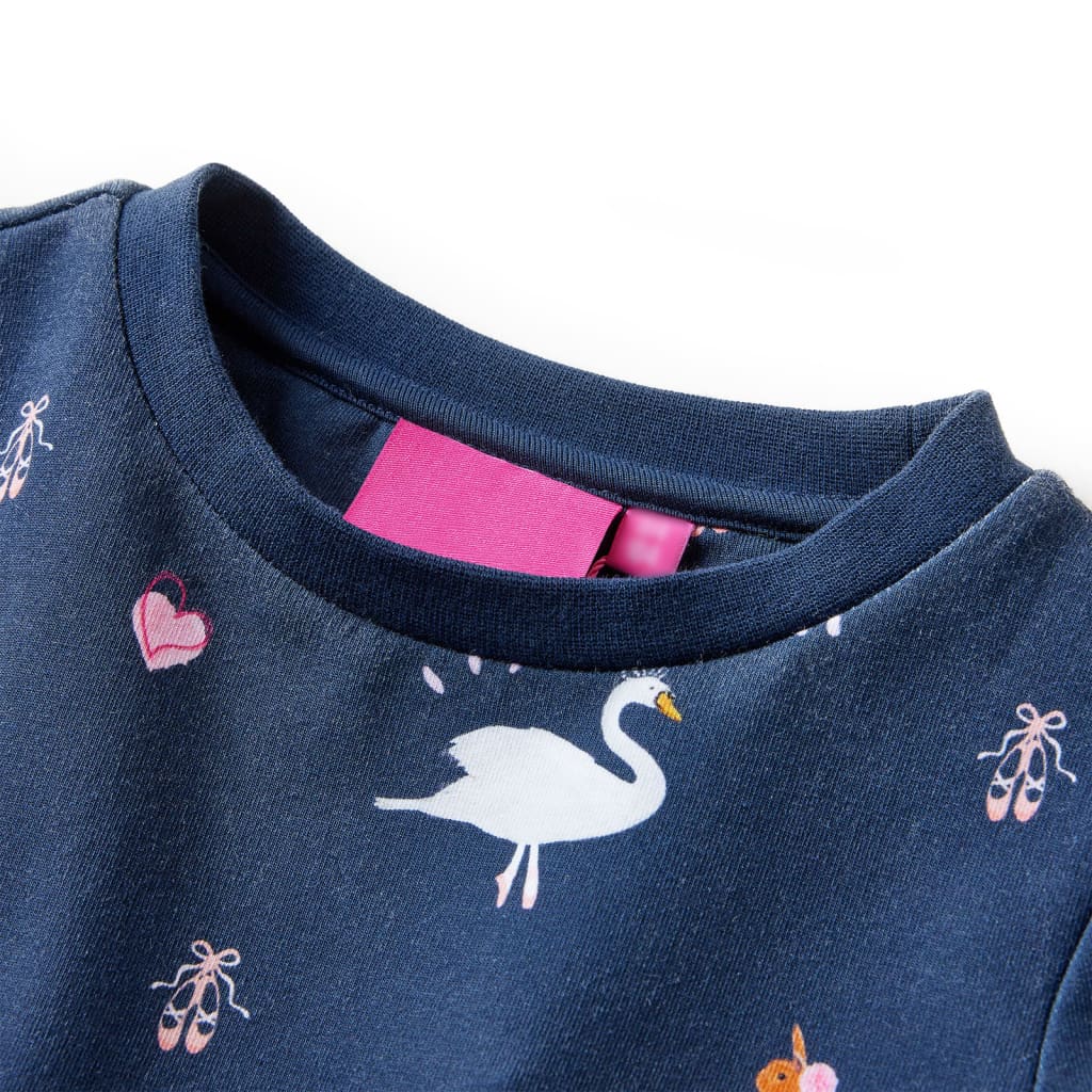 Vidaxl kinderjurk met lange mouwen 128 marineblauw