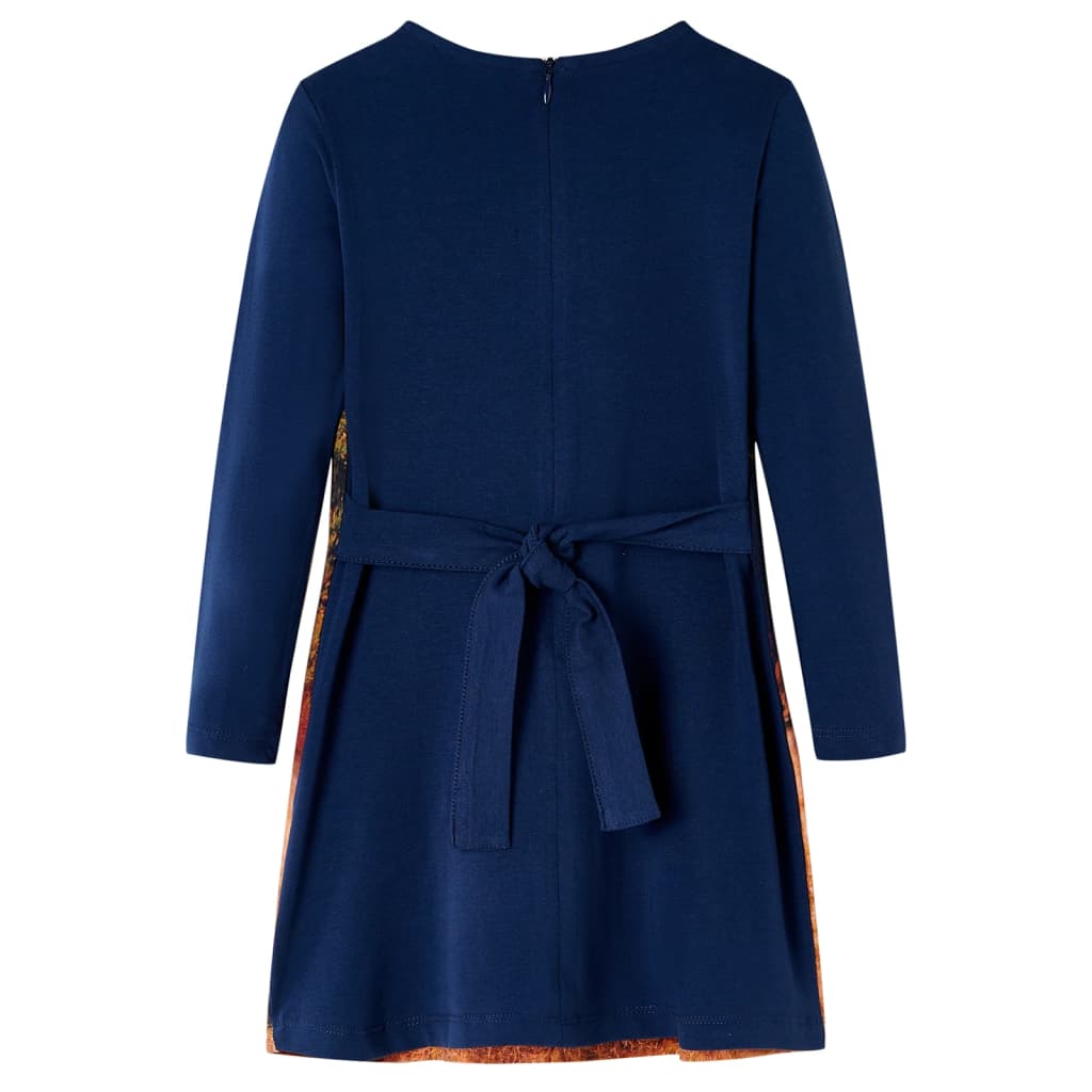 Vidaxl kinderjurk met lange mouwen 104 marineblauw