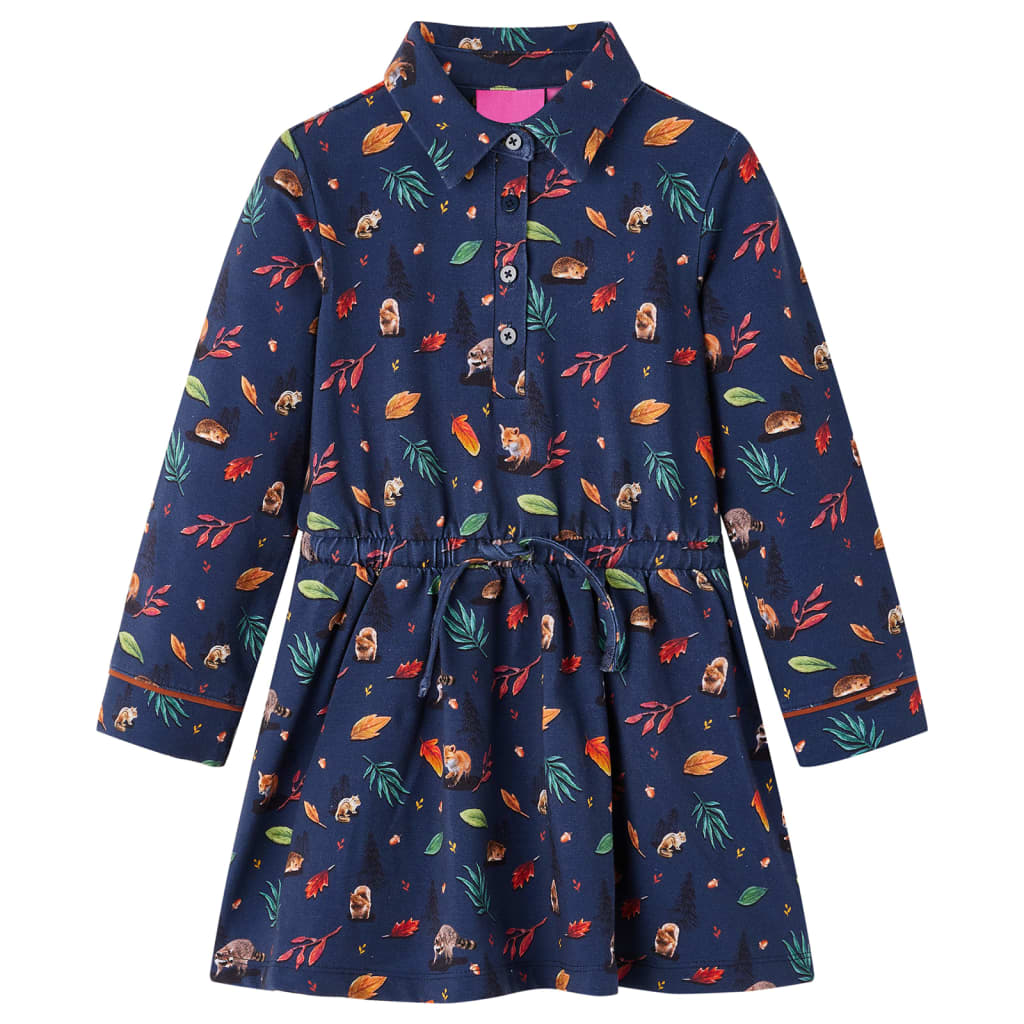 Vidaxl kinderjurk met lange mouwen 92 marineblauw