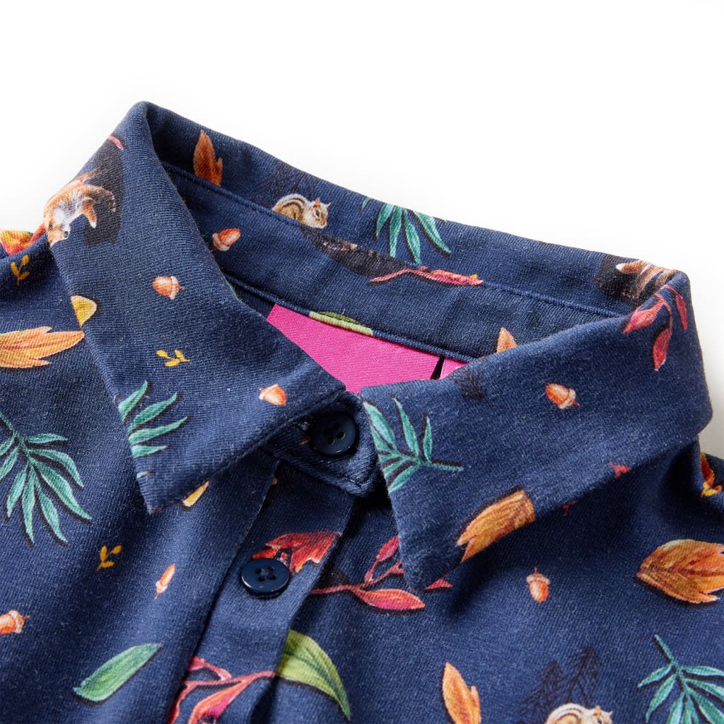 Vidaxl kinderjurk met lange mouwen 128 marineblauw