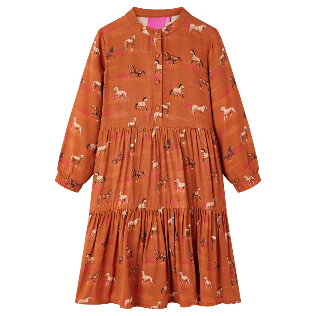 Vidaxl kinderjurk 128 cognackleurig