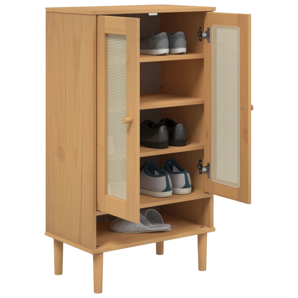 VidaXL Schoenenkast SENJA 59,5x35x107 cm rotan look groenenhout bruin