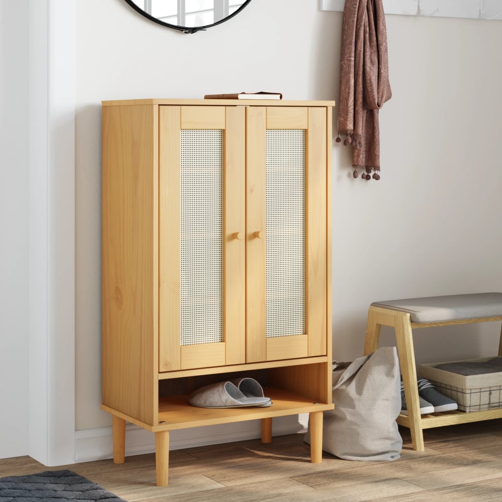 VidaXL Schoenenkast SENJA 59,5x35x107 cm rotan look groenenhout bruin