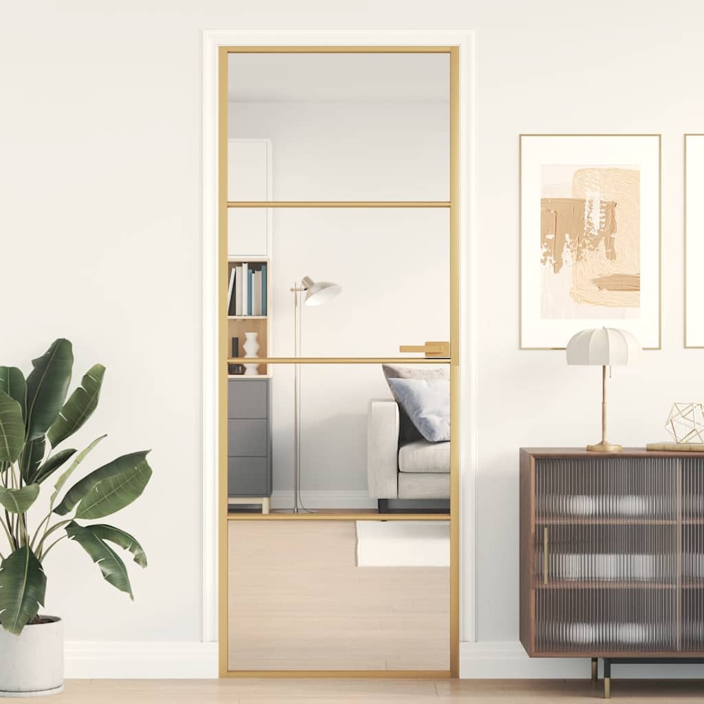 Vidaxl binnendeur klein 76x201,5 cm gehard glas en aluminium goudkleur
