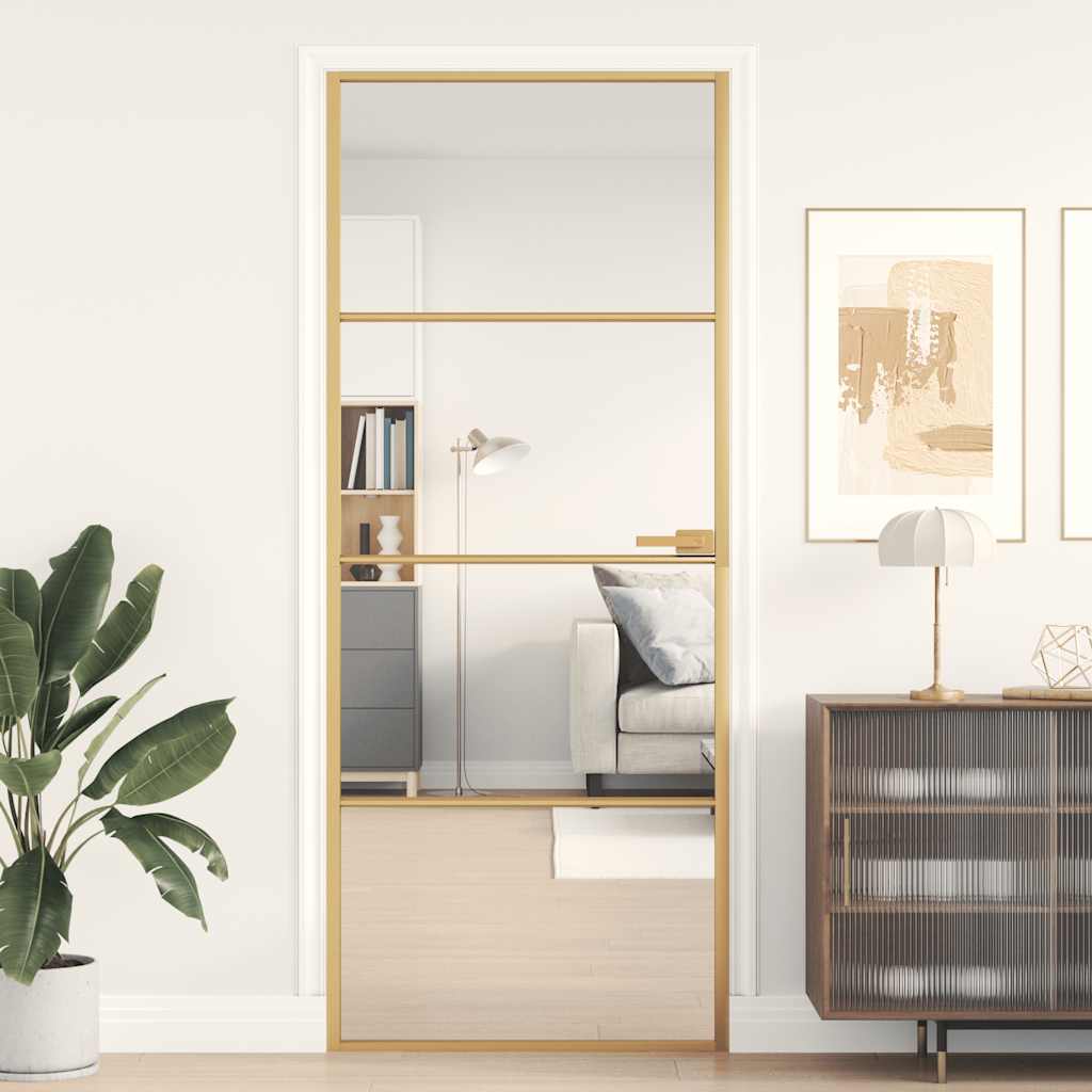 Vidaxl binnendeur klein 83x201,5 cm gehard glas en aluminium goudkleur