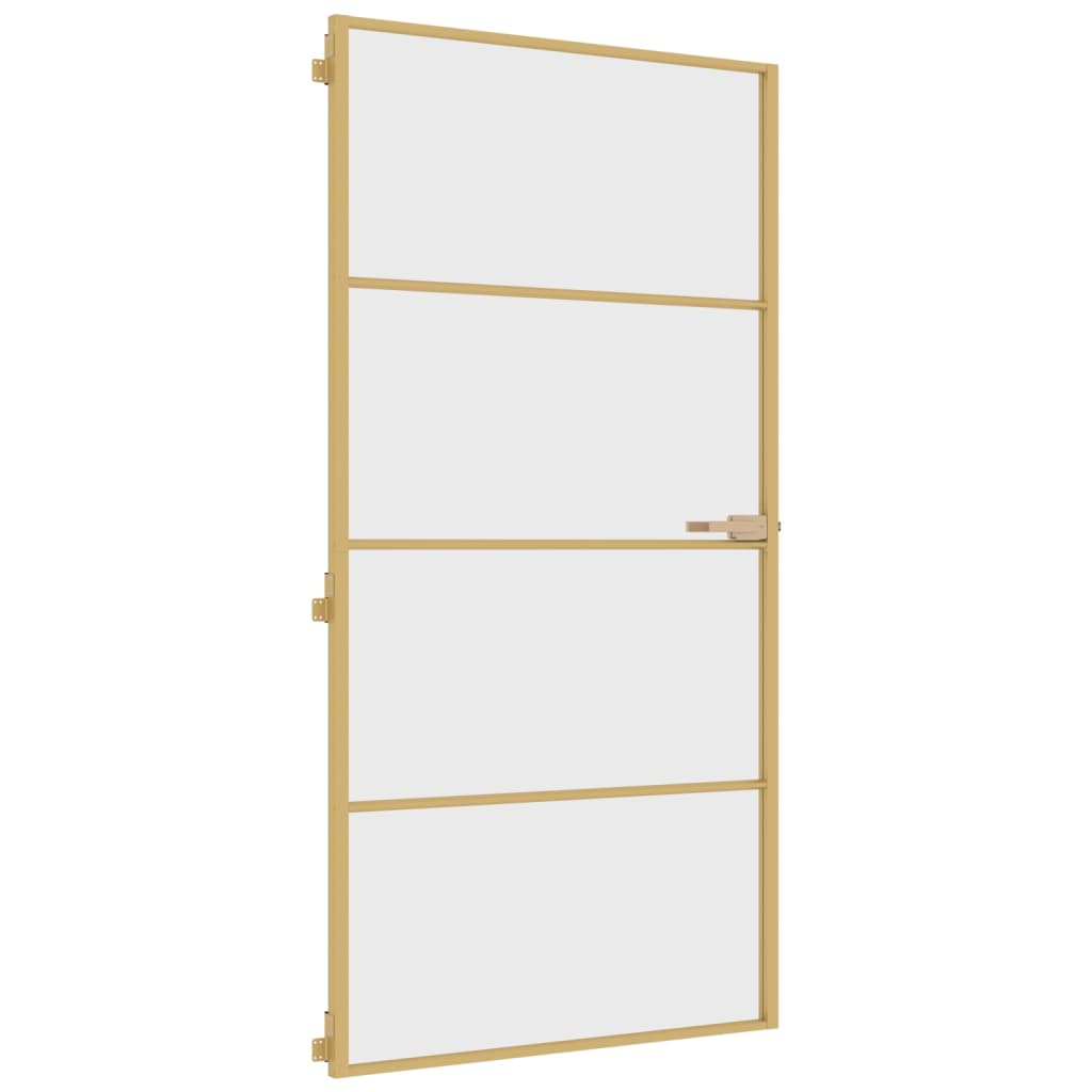 VidaXL Binnendeur klein 102,5x201,5 cm gehard glas en aluminium goud