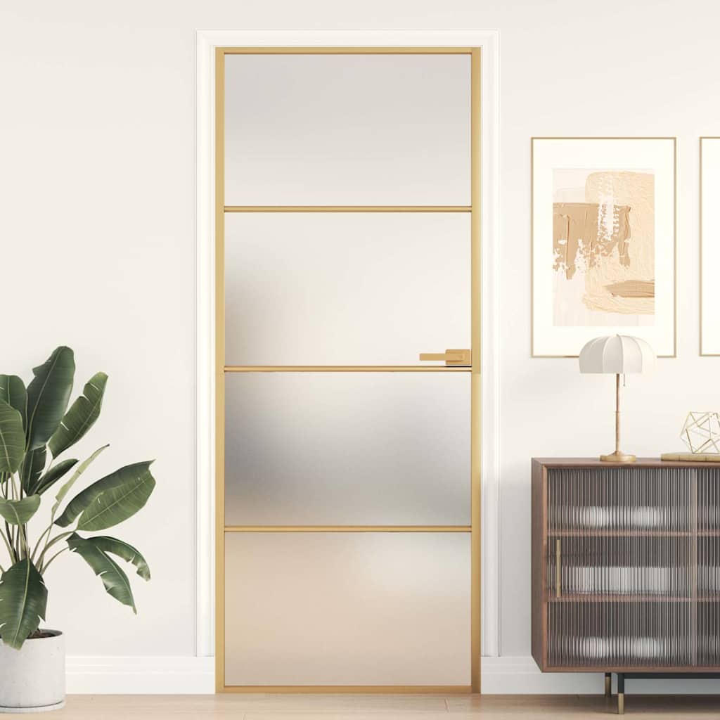 Vidaxl binnendeur klein 83x201,5 cm gehard glas en aluminium goudkleur