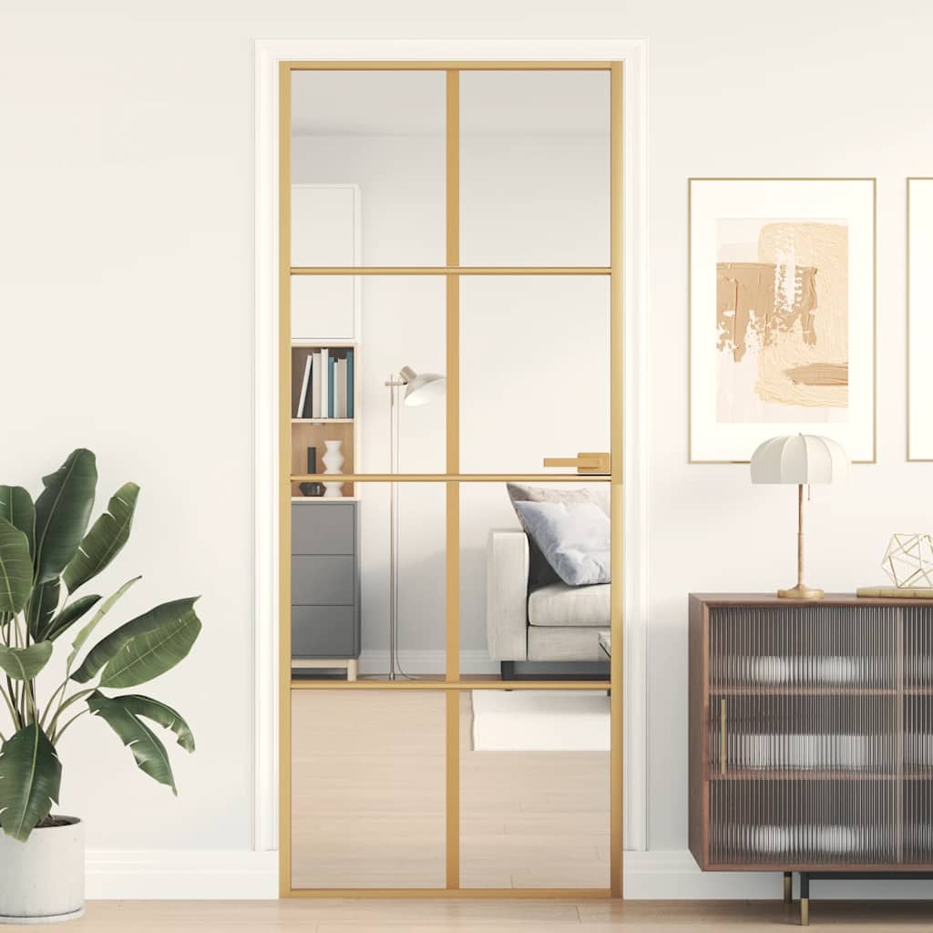 Vidaxl binnendeur klein 83x201,5 cm gehard glas en aluminium goudkleur