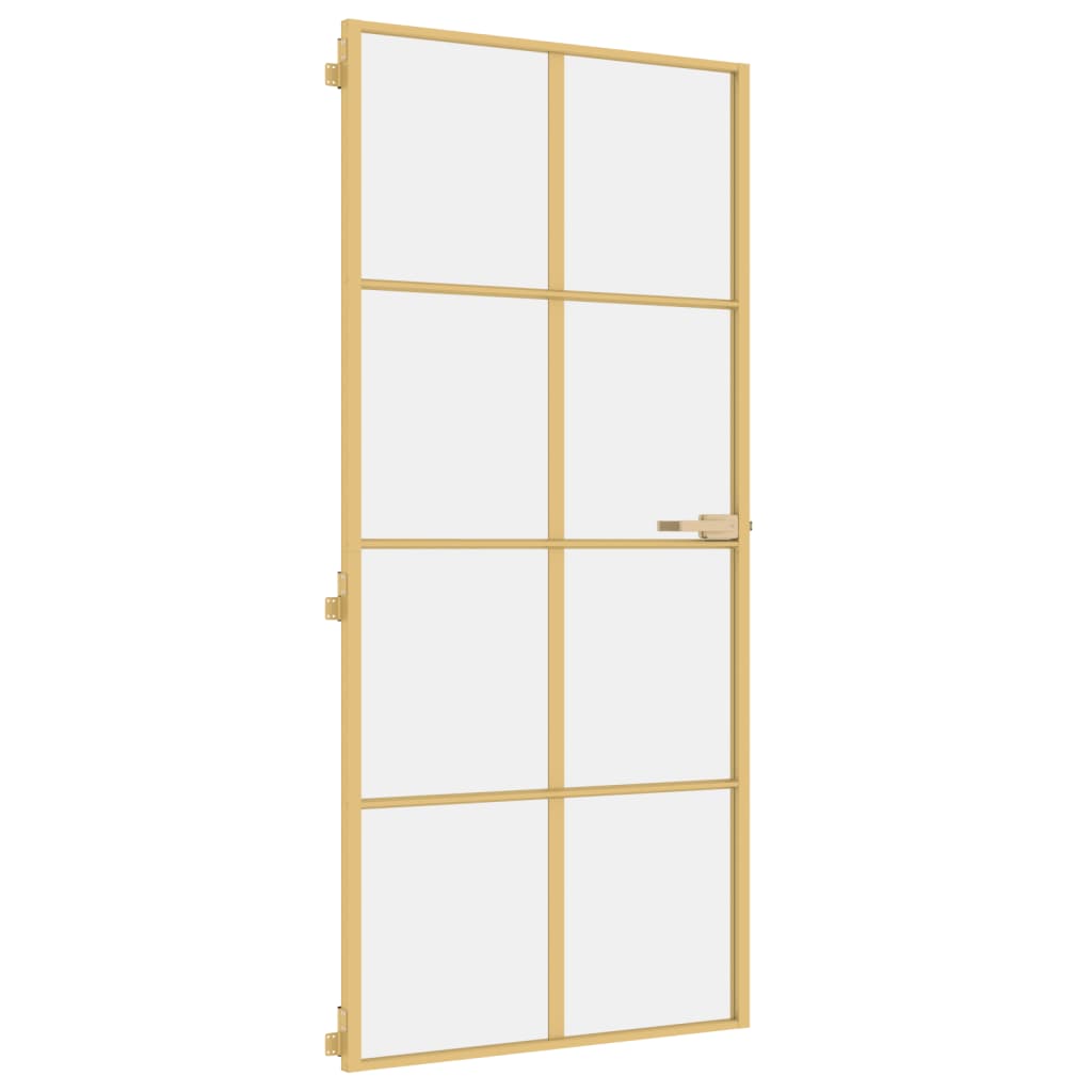 Vidaxl binnendeur klein 93x201,5 cm gehard glas en aluminium goudkleur