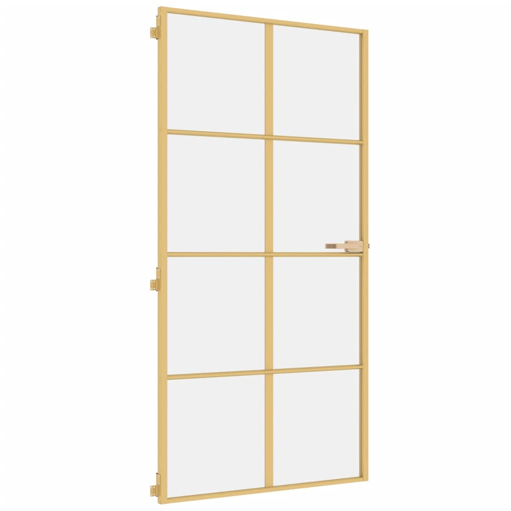 VidaXL Binnendeur klein 102,5x201,5 cm gehard glas en aluminium goud