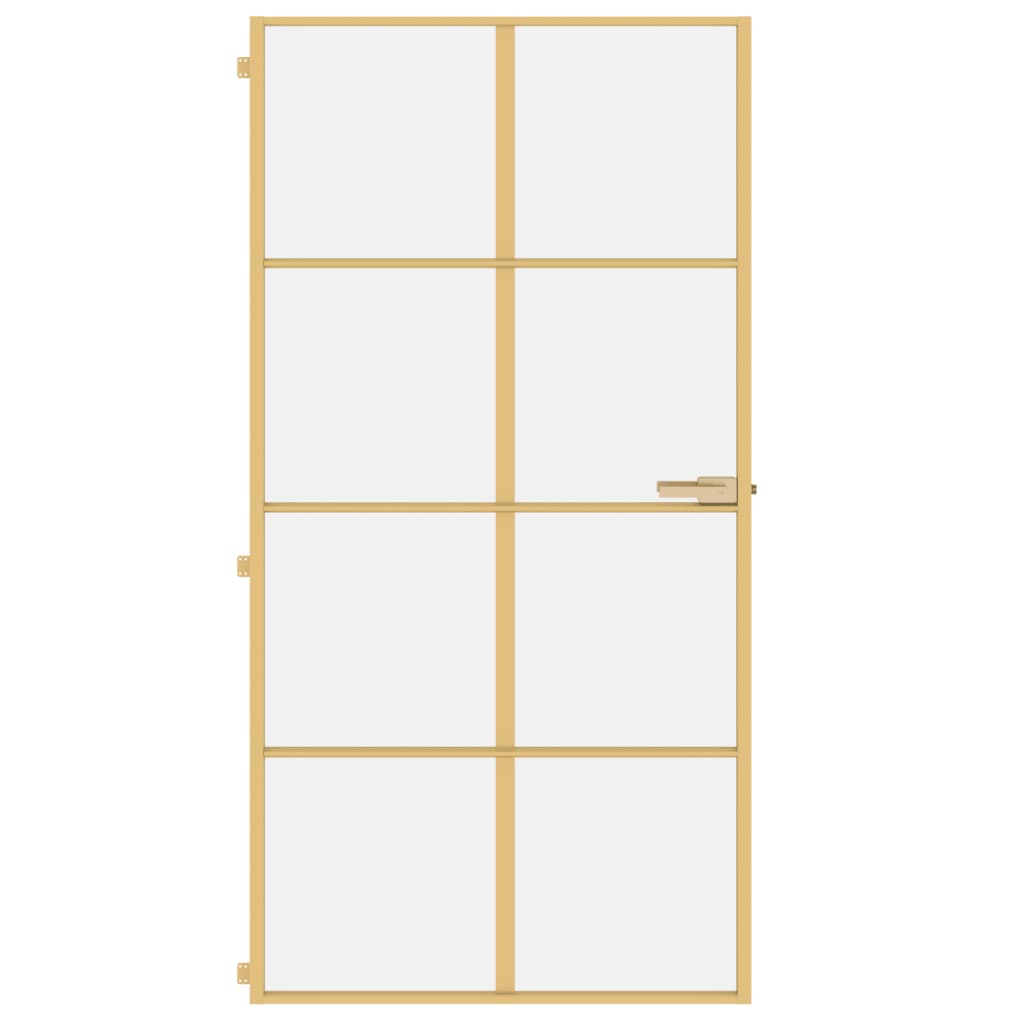 VidaXL Binnendeur klein 102,5x201,5 cm gehard glas en aluminium goud