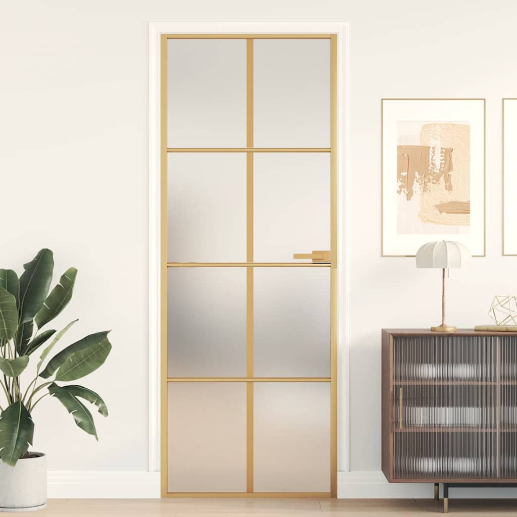 VidaXL Binnendeur klein 76x201,5 cm gehard glas en aluminium goudkleur