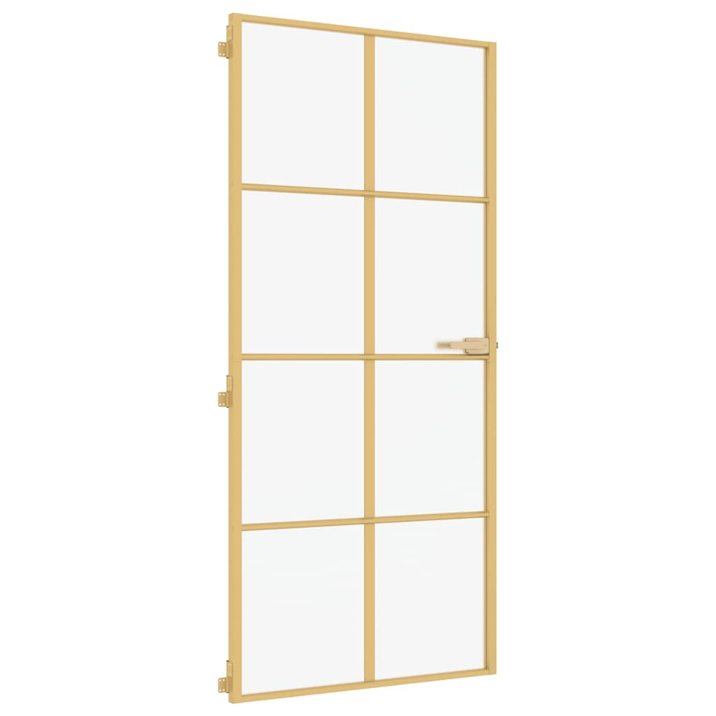 Vidaxl binnendeur smal 93x201,5 cm gehard glas en aluminium goudkleur