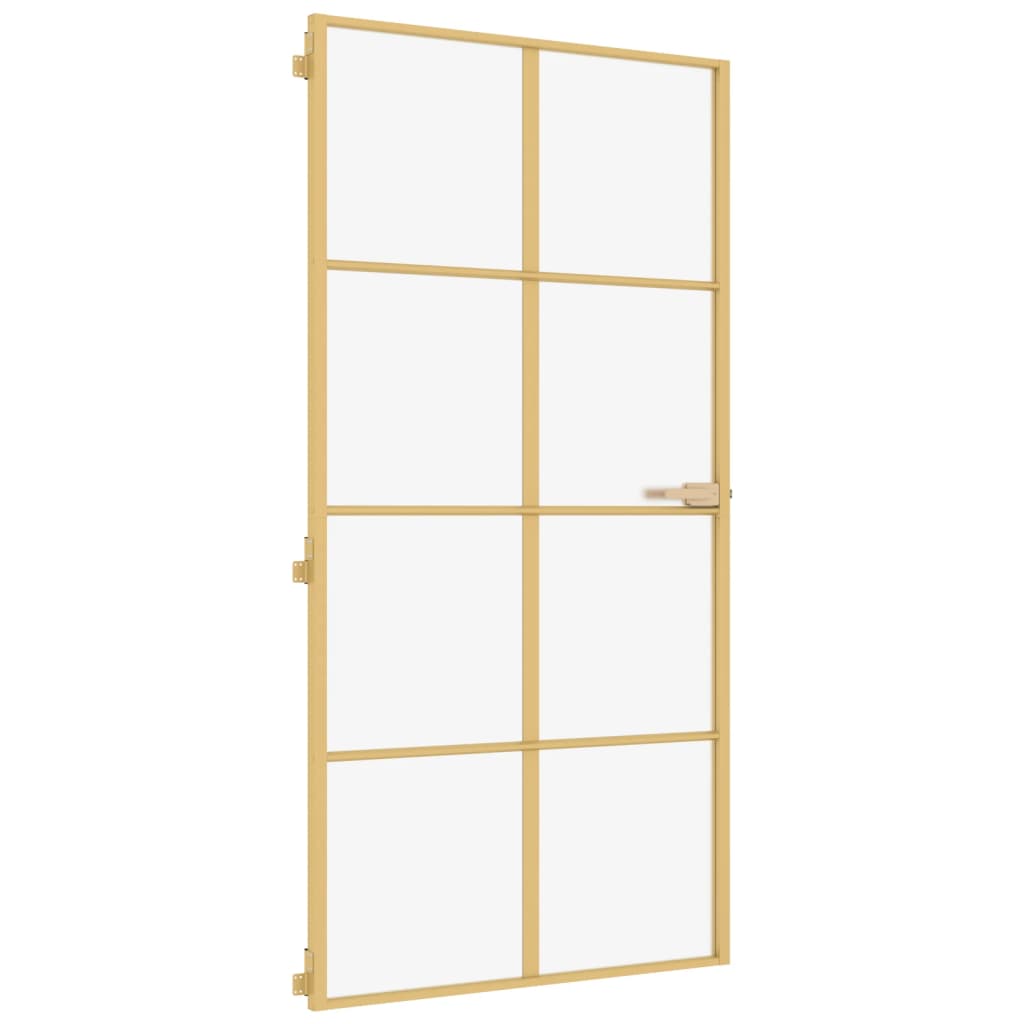 VidaXL Binnendeur klein 102,5x201,5 cm gehard glas en aluminium goud