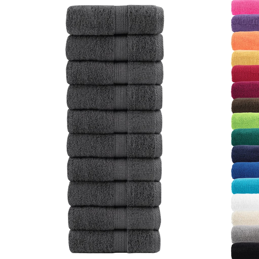 Vidaxl premium washandjes solund 10 stuks antraciet 30x30 cm 600 g m²