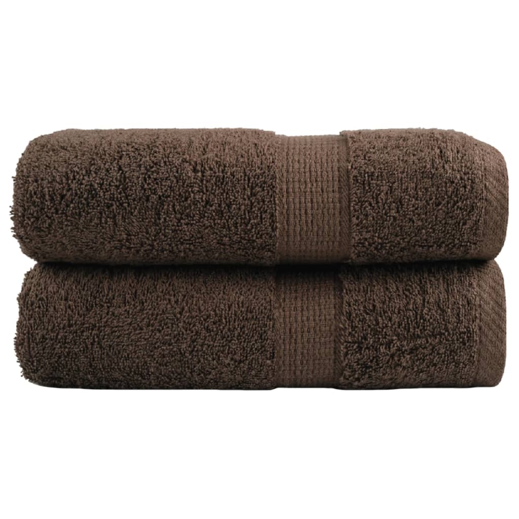 Vidaxl premium washandjes solund 2 stuks bruin 30x30 cm 600 g m²