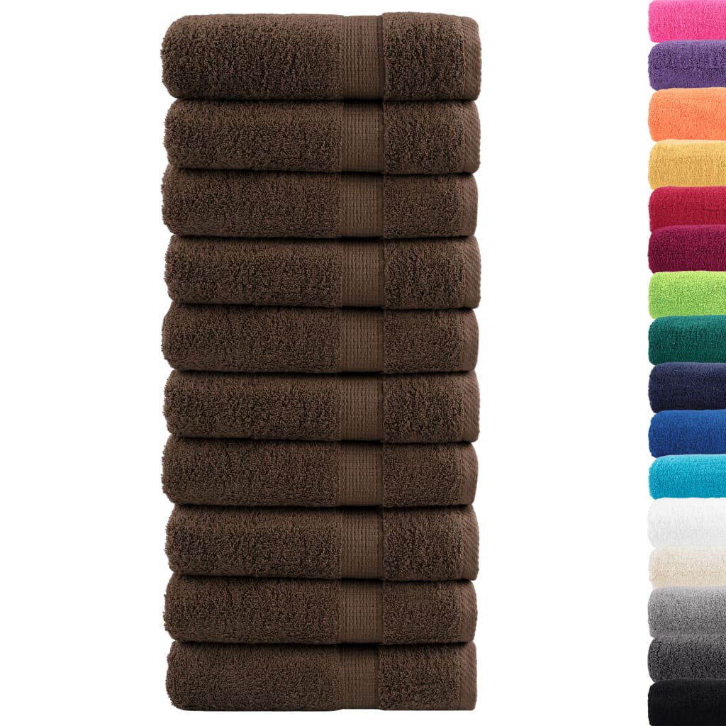 Vidaxl badhanddoeken solund 10 st 600 g m² 70x140 cm bruin