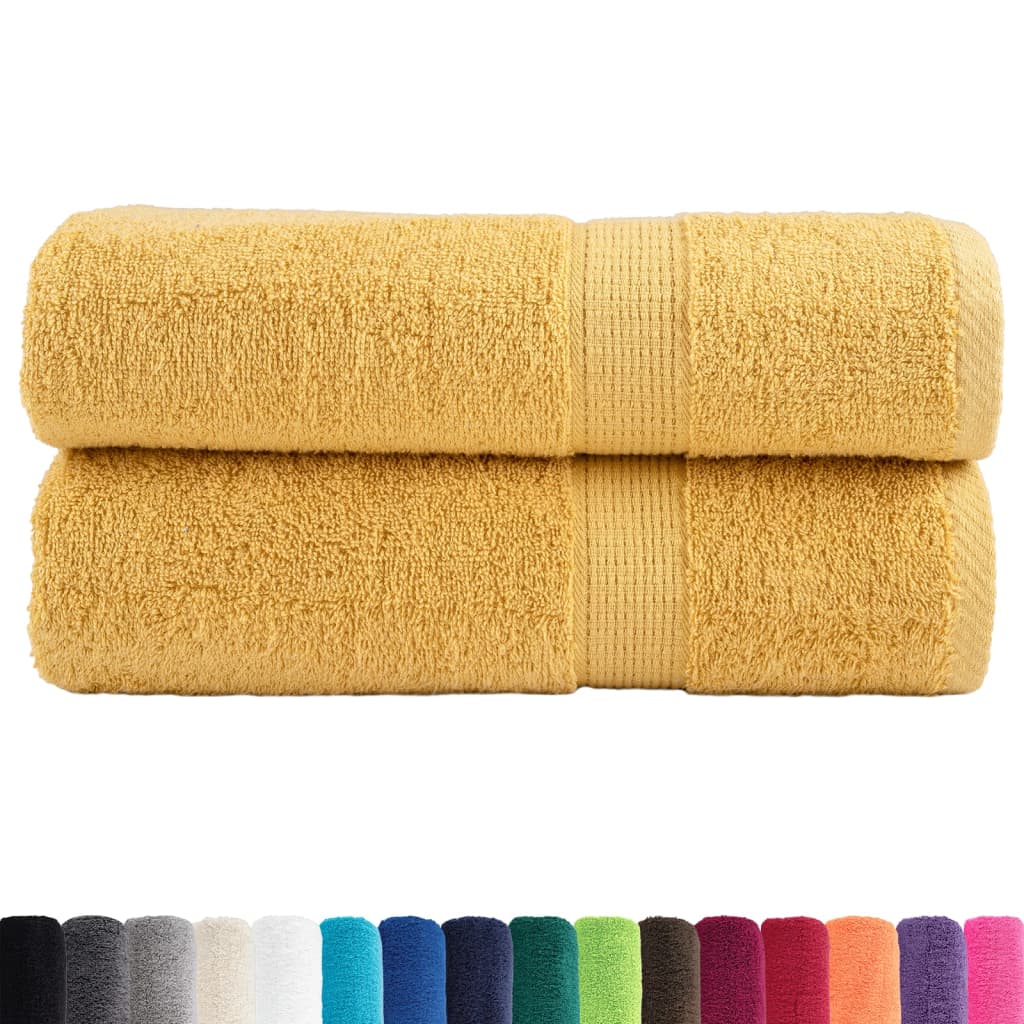 Vidaxl handdoeken solund 2 st 600 g m² 50x100 cm goudkleurig