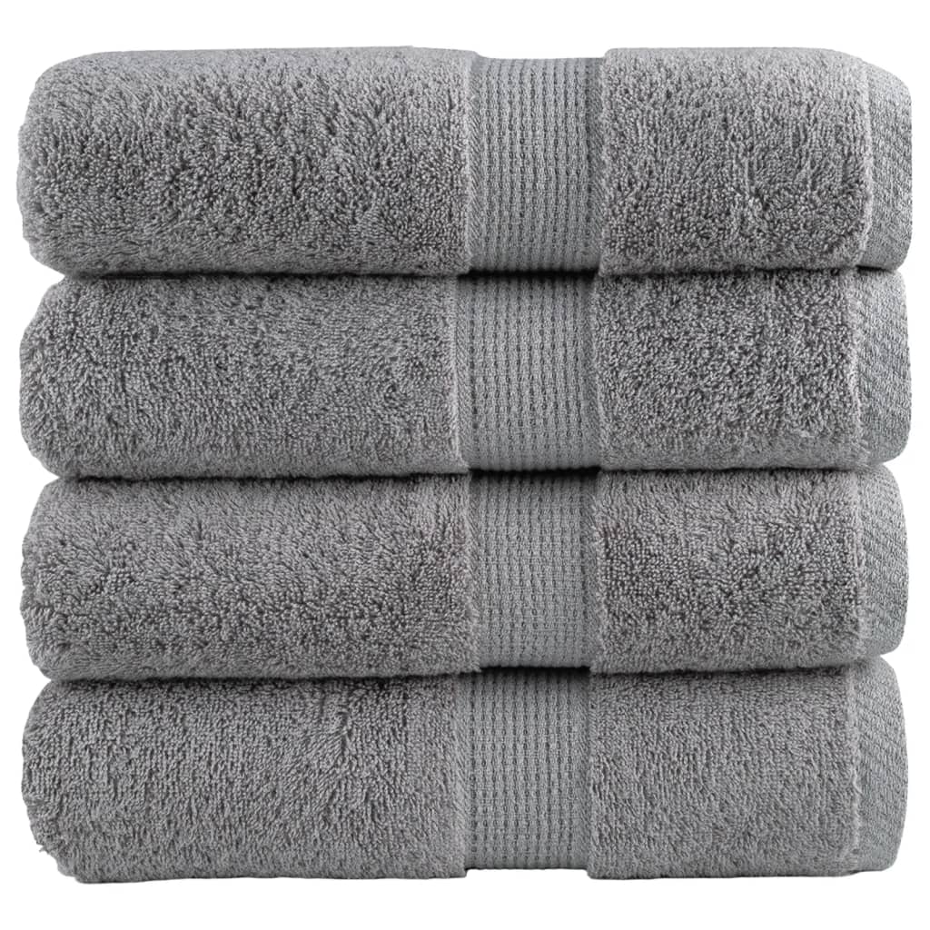 Vidaxl premium washandjes solund 4 stuks grijs 30x30cm 600 g m²