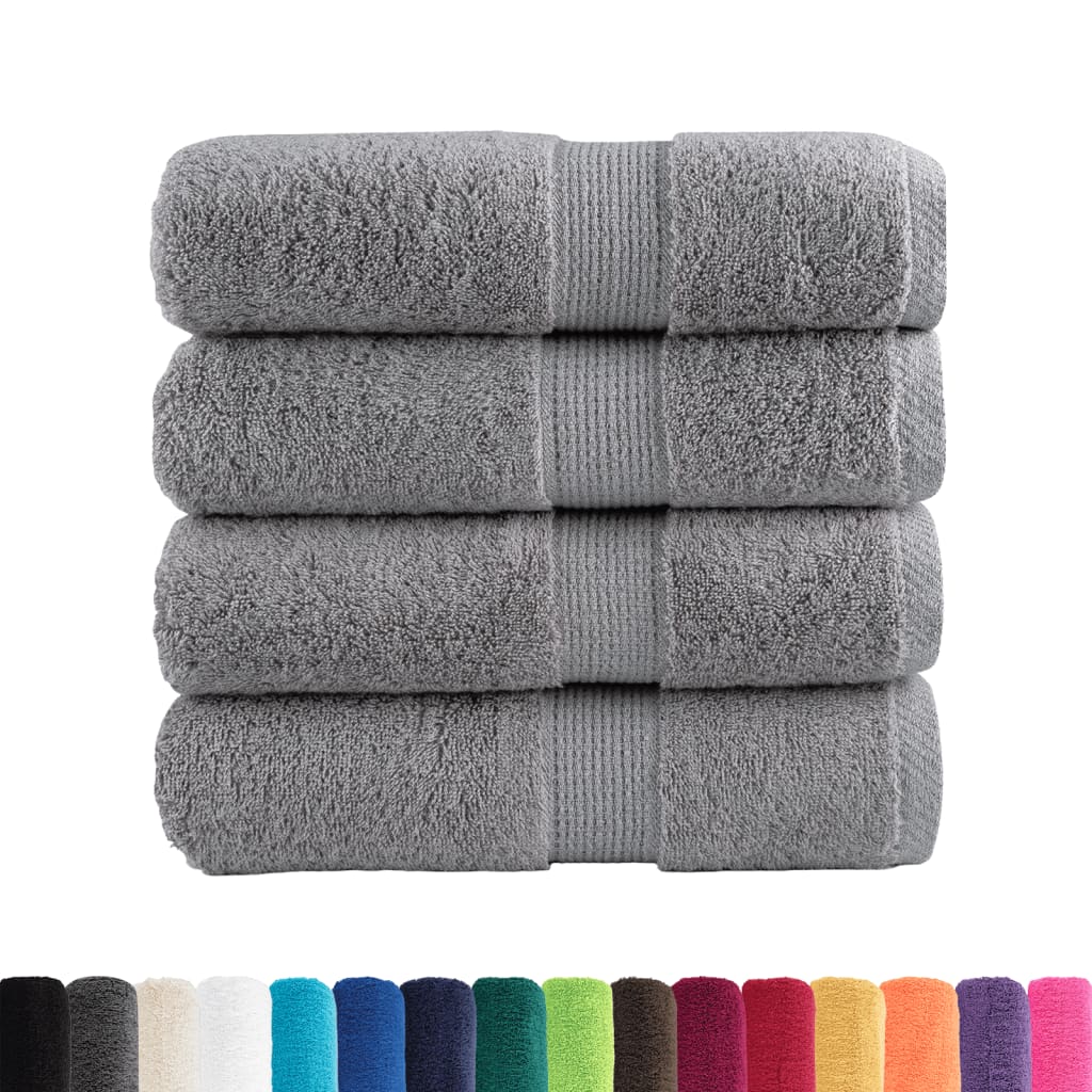 Vidaxl premium washandjes solund 4 stuks grijs 30x30cm 600 g m²