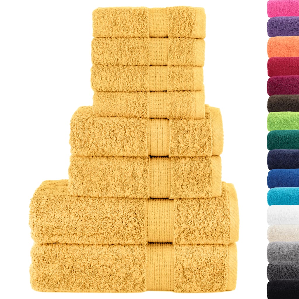 Vidaxl 8-delige handdoekenset solund 600 g m² goudkleurig