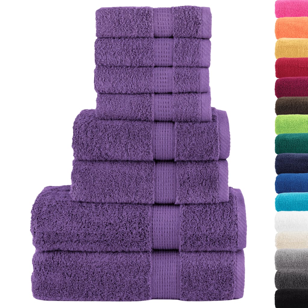 Vidaxl 8-delige handdoekenset solund 600 g m² paars