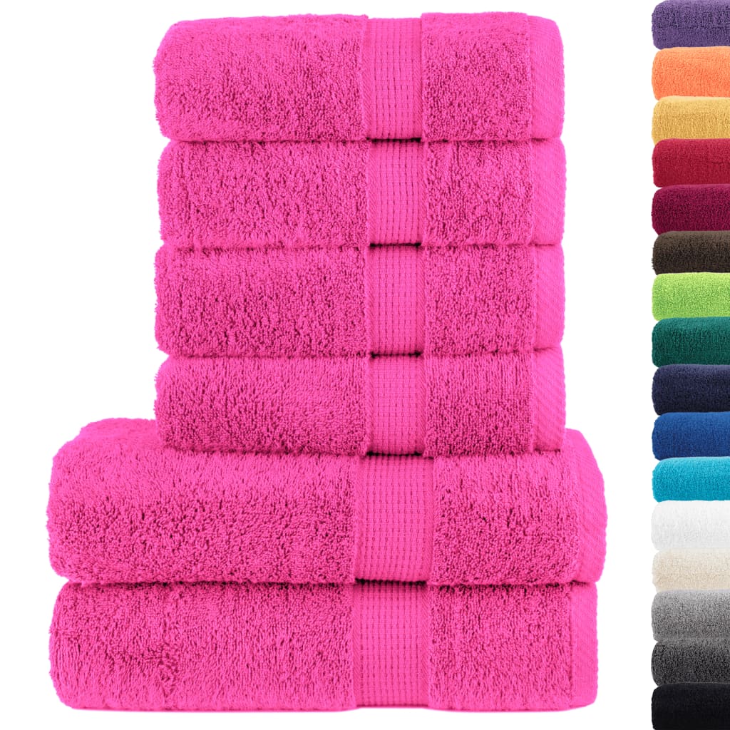 Vidaxl 6-delige handdoekenset solund 600 g m² roze