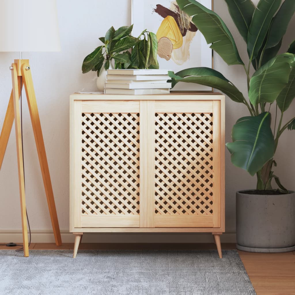 VidaXL Kastdeuren met latwerk 2 st 39,5x69 cm massief groenhout