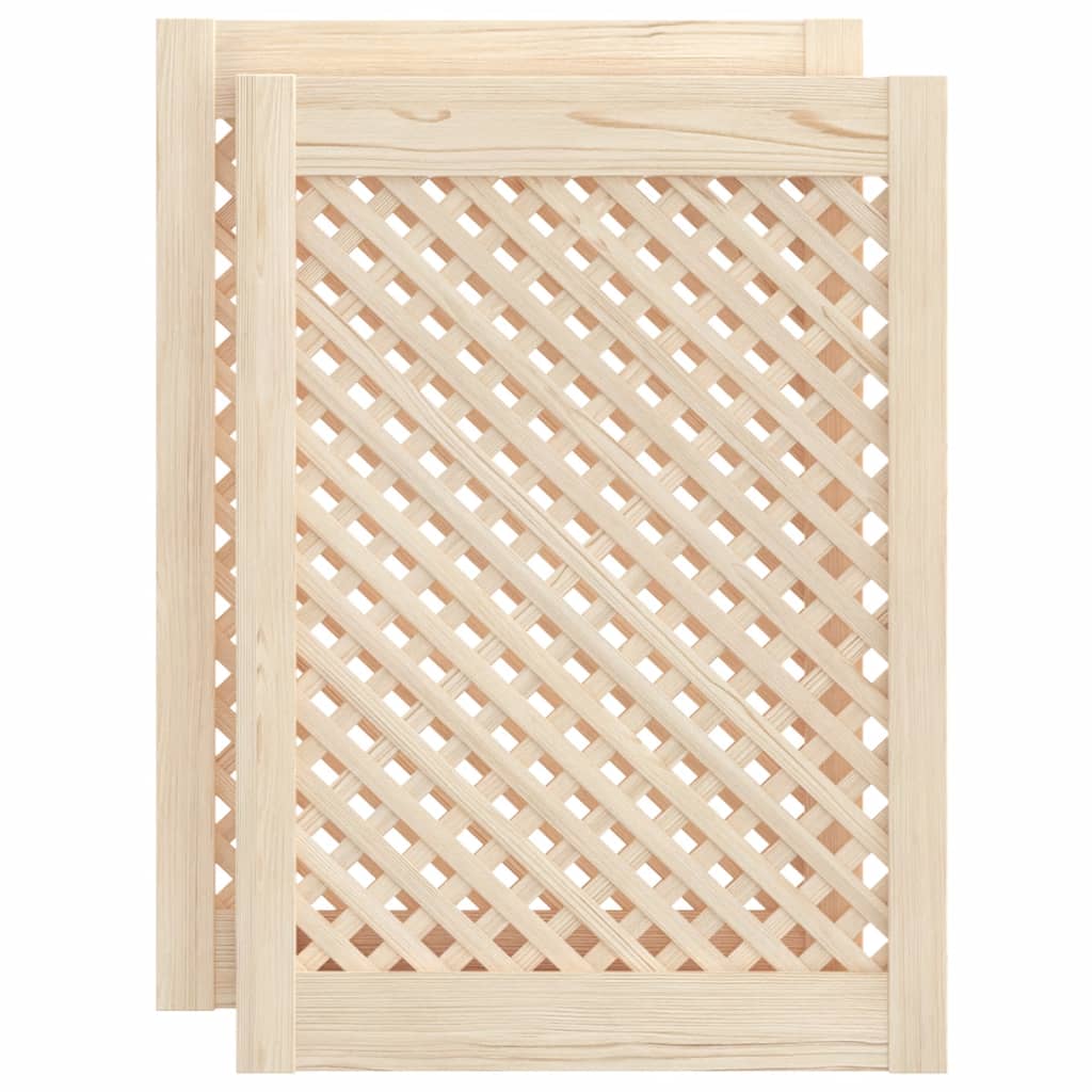 VidaXL Kastdeuren met latwerk 2 st 49,5x69 cm massief groenhout