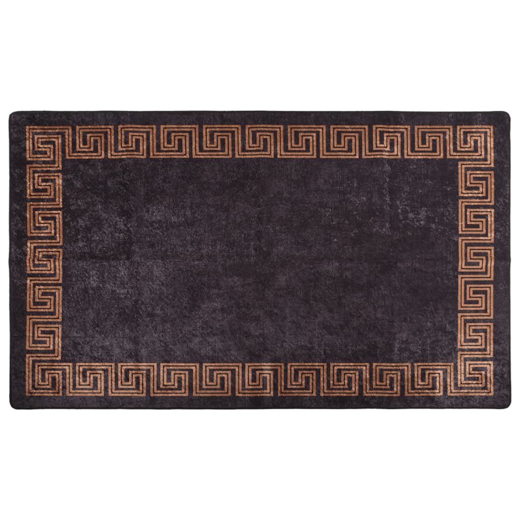 VidaXL Vloerkleed wasbaar antislip 150x230 cm zwart en goudkleurig