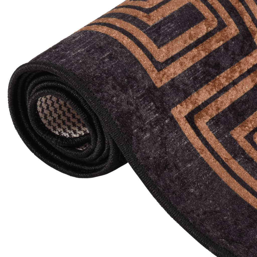 VidaXL Vloerkleed wasbaar antislip 150x230 cm zwart en goudkleurig