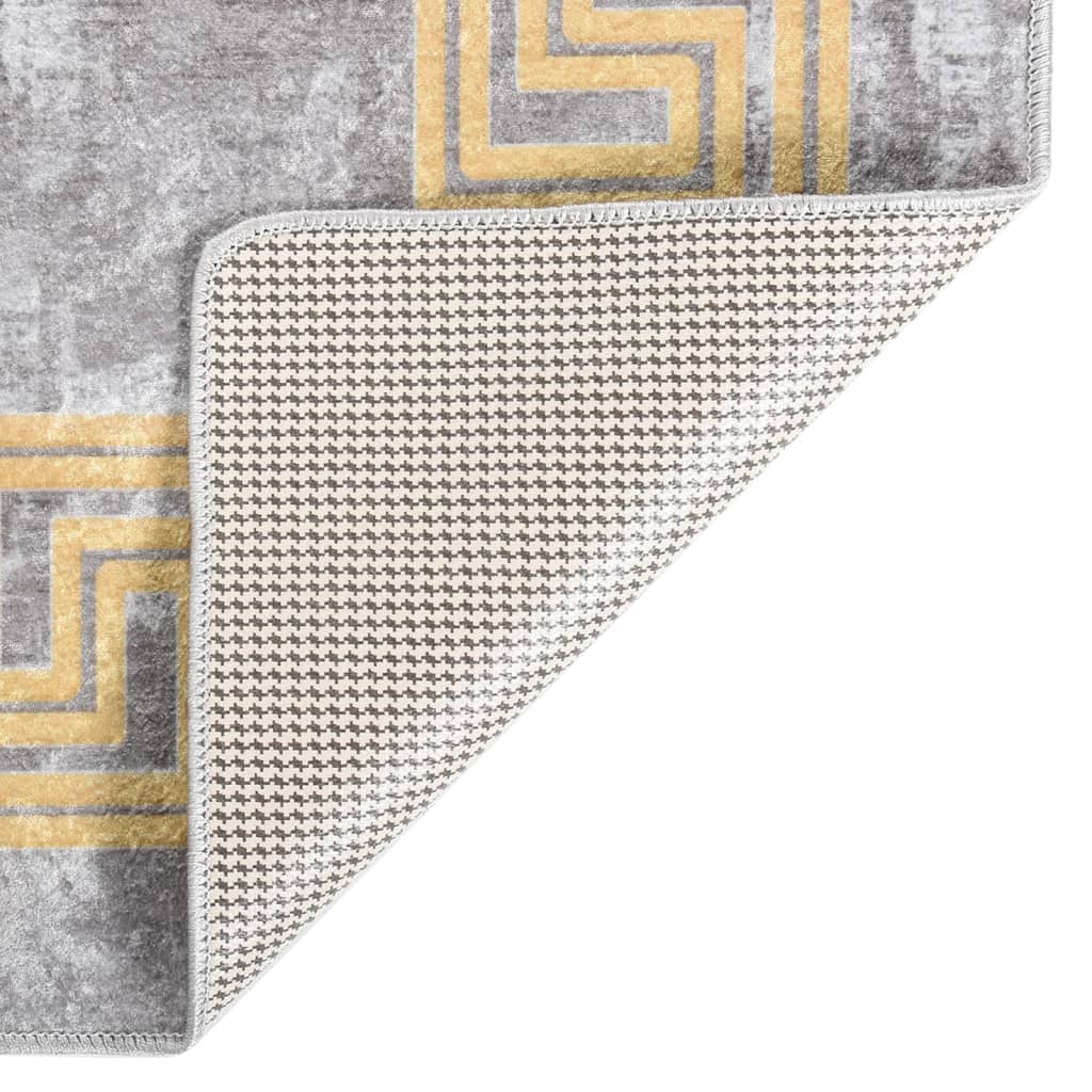 Vidaxl vloerkleed wasbaar antislip 150x230 cm grijs en goudkleurig