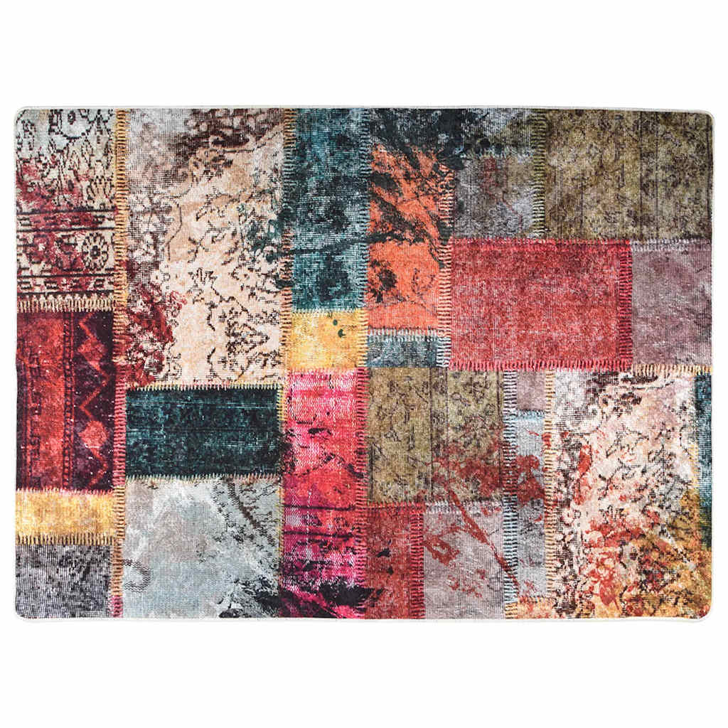 Vidaxl vloerkleed wasbaar antislip 150x230 cm patchwork meerkleurig