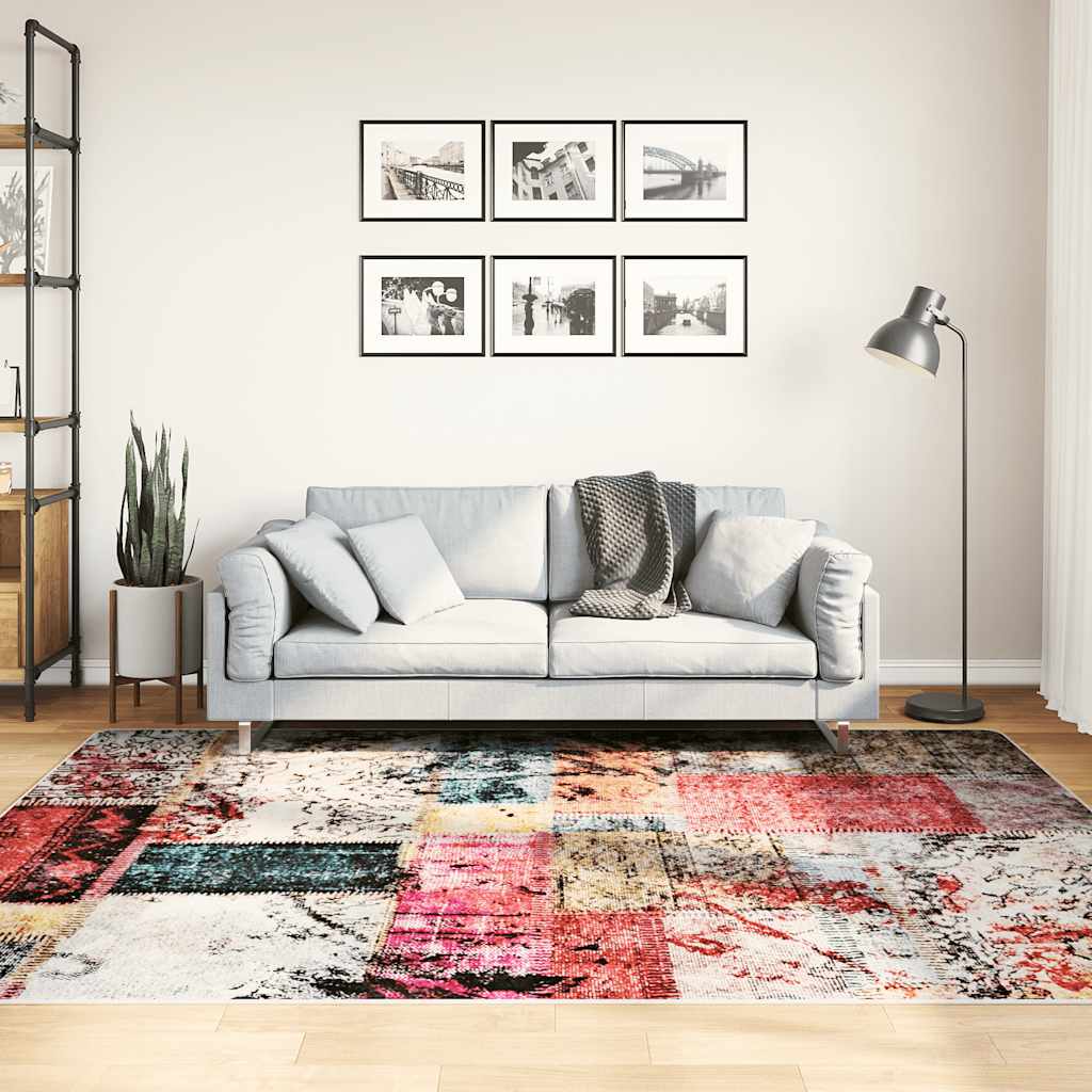 Vidaxl vloerkleed wasbaar antislip 150x230 cm patchwork meerkleurig