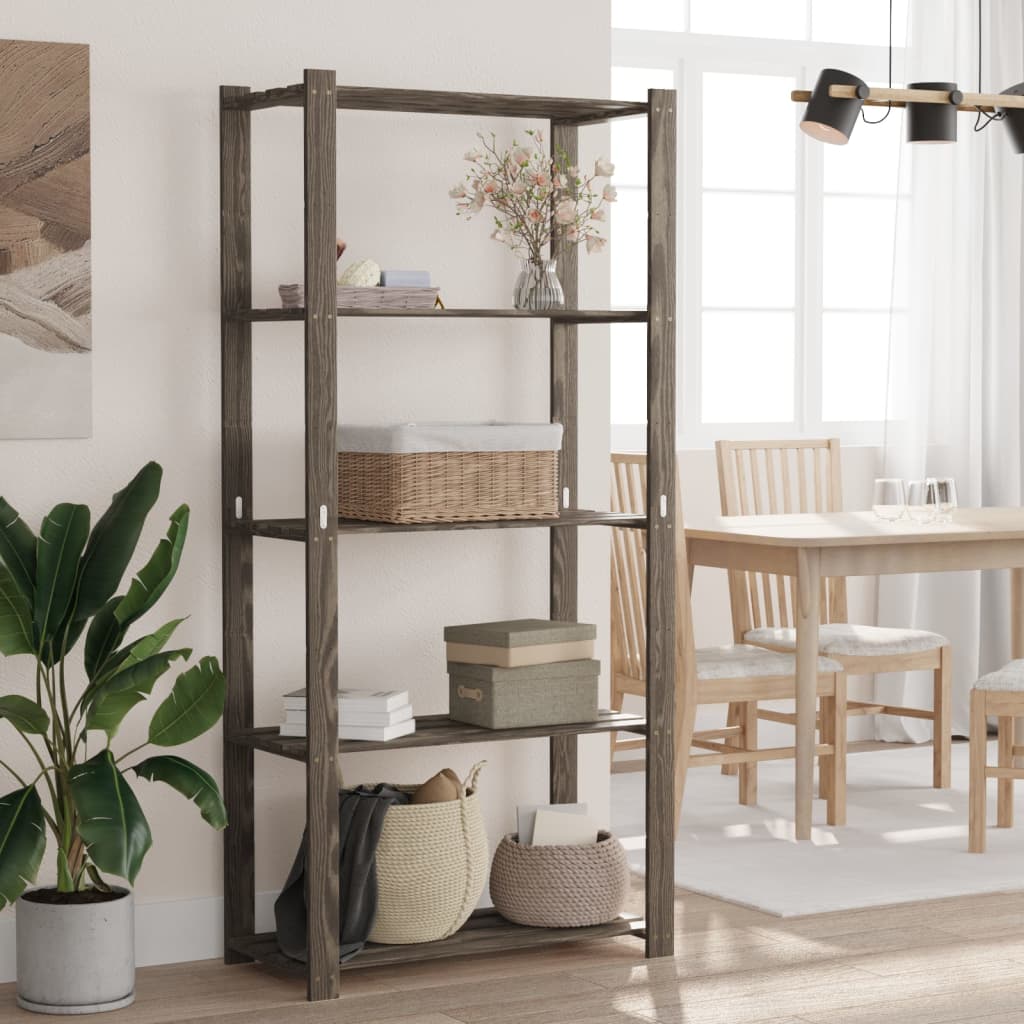 Vidaxl opbergrek 5-laags 80x38x170 cm massief groenenhout grijs