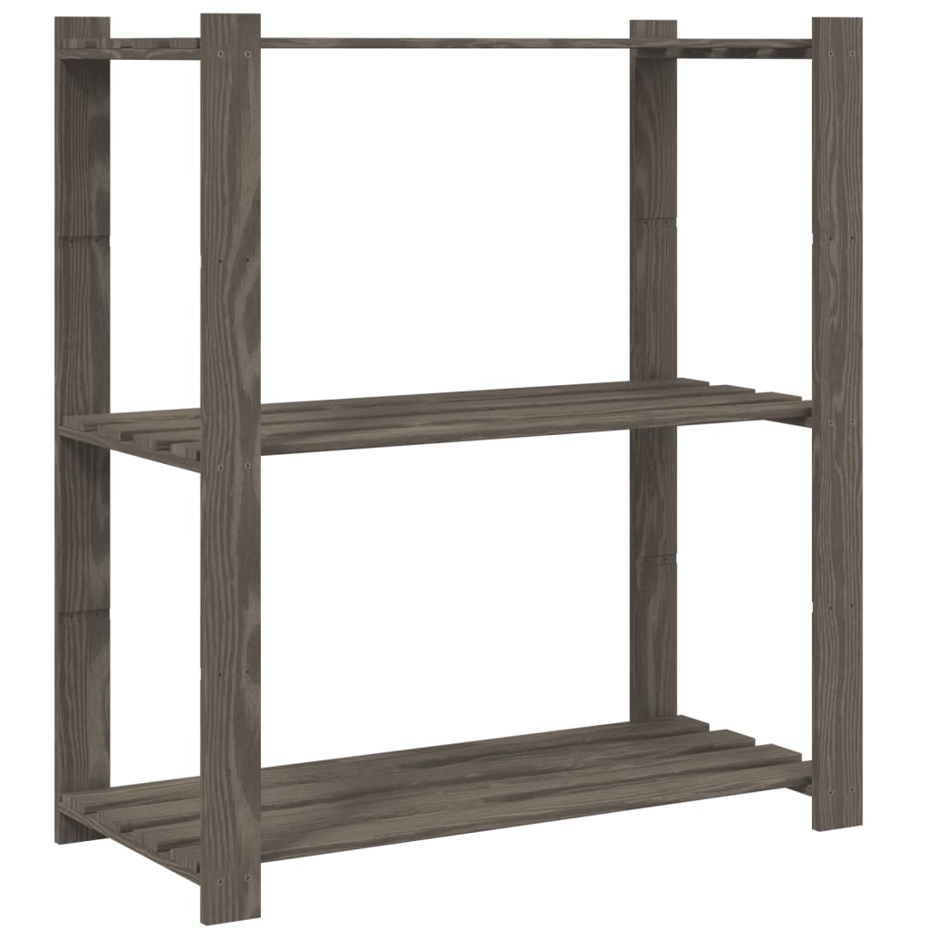 Vidaxl opbergrek 3-laags 80x38x90 cm massief groenenhout grijs