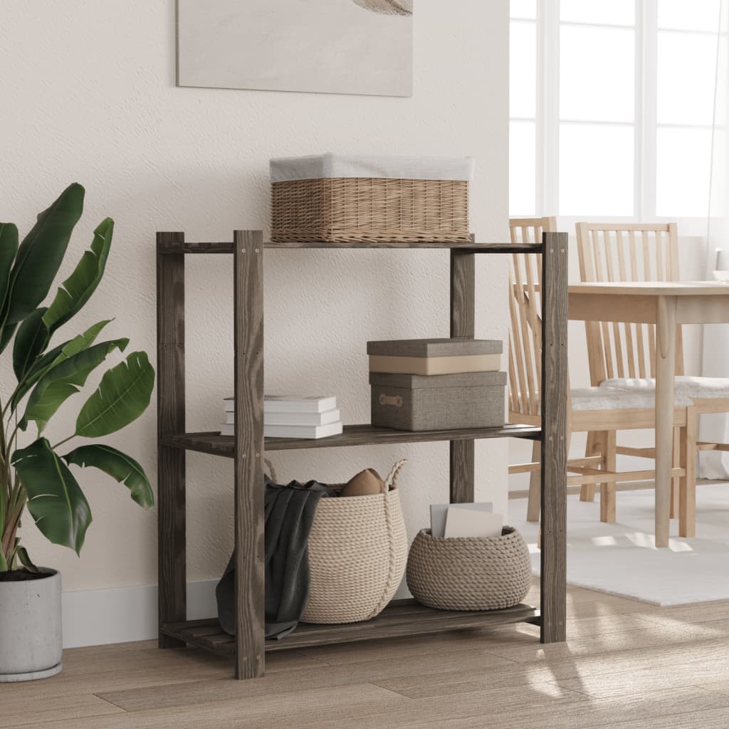 Vidaxl opbergrek 3-laags 80x38x90 cm massief groenenhout grijs