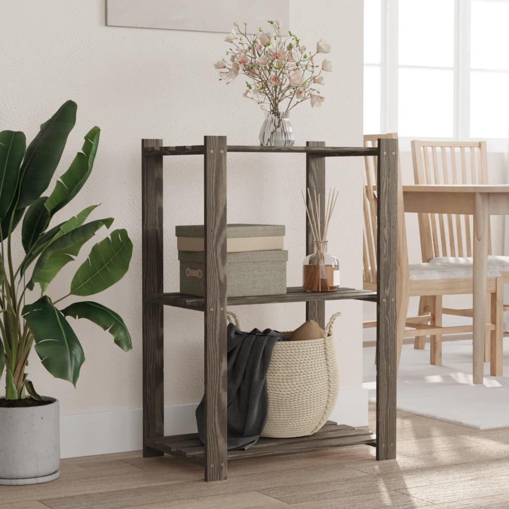 Vidaxl opbergrek 3-laags 60x38x90 cm massief groenenhout grijs