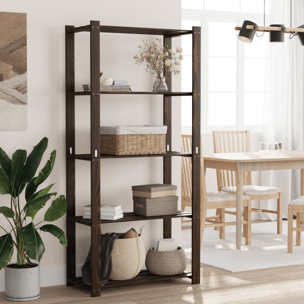 Vidaxl opbergrek 5-laags 80x38x170 cm massief groenenhout zwart