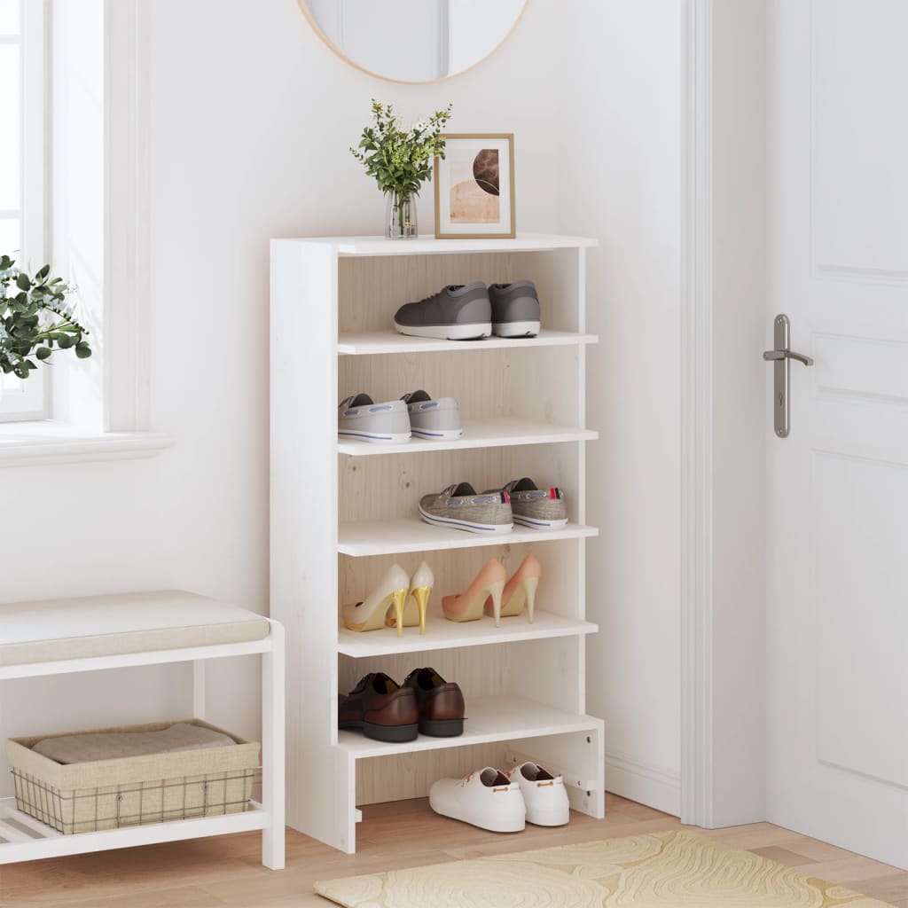 VidaXL Schoenenkast 52x30x104 cm massief groenhout wit