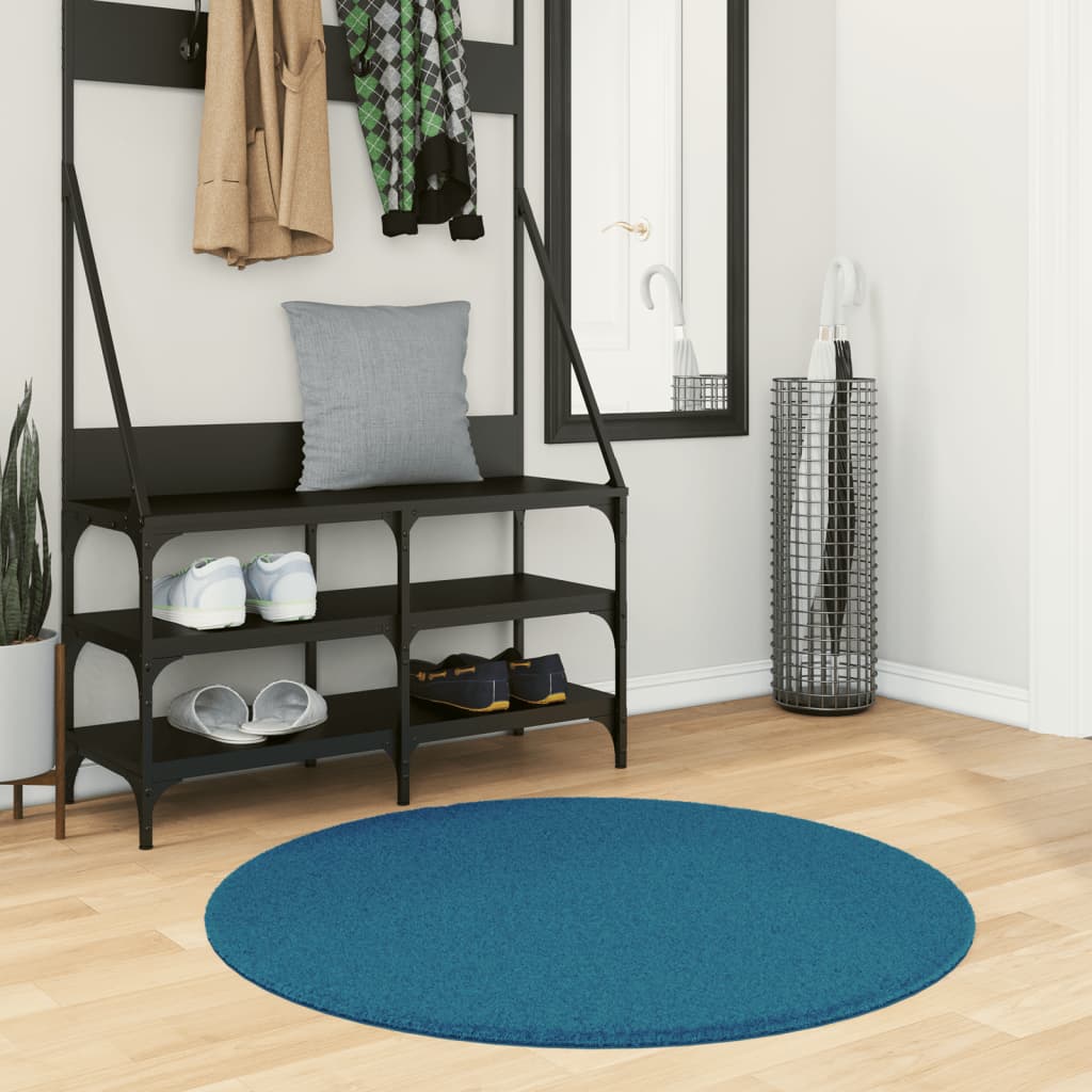 VidaXL Vloerkleed OVIEDO laagpolig Ø 100 cm turkoois