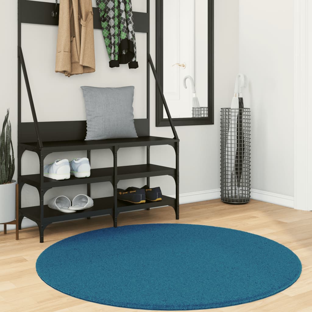 VidaXL Vloerkleed OVIEDO laagpolig Ø 120 cm turkoois