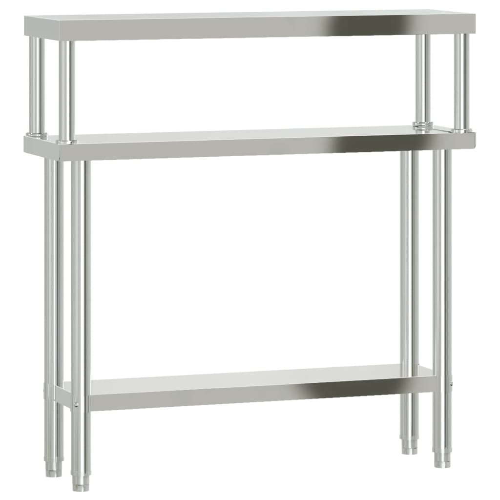 Vidaxl keukenwerktafel met bovenschap 110x30x120 cm roestvrij staal